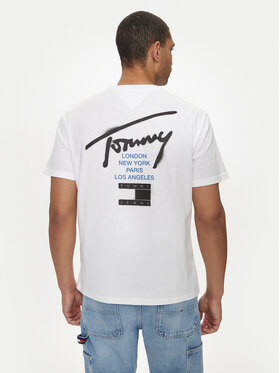 Tommy Jeans T-shirt Graffiti Sig DM0DM18529 Bijela Regular Fit