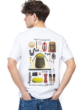 Palto Palto T-Shirt Camping Club Biały Relaxed Fit