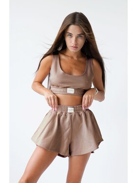 MissDenim MissDenim Komplet top i spodenki Flippy Set Brązowy Basic Fit