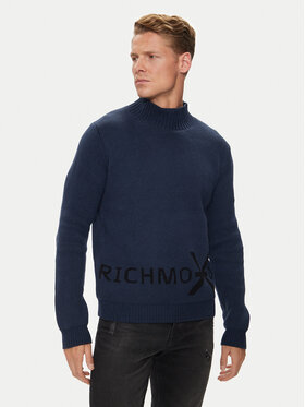 Richmond X Richmond X Bluză cu gât Bodo UMA24107LU Bleumarin Regular Fit