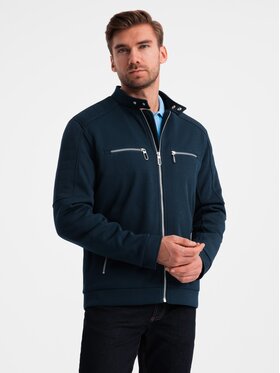 Ombre Ombre Kurtka bomber OM-JALP-0157 Granatowy Regular Fit