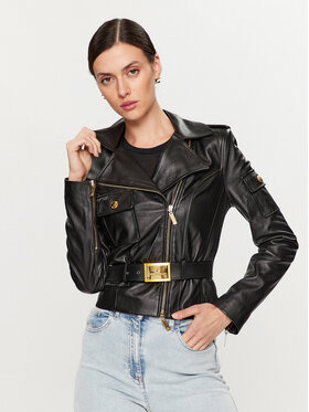 Elisabetta Franchi Elisabetta Franchi Lederjacke GD-30Z-36E2-V1000 Schwarz Slim Fit
