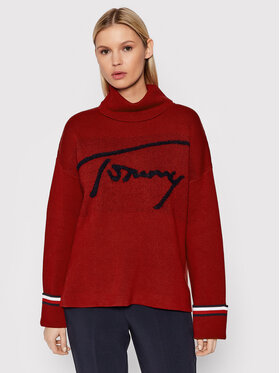 Tommy Hilfiger Tommy Hilfiger Pull à col roulé High-Nk WW0WW32791 Rouge Relaxed Fit