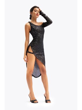 Perilla Perilla Sukienka elegancka Sukienka Venus Black Czarny Geometric Fit