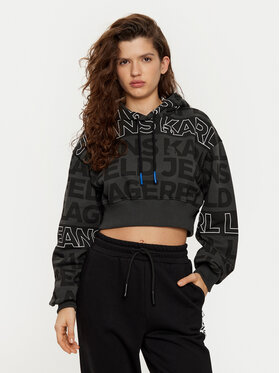 Karl Lagerfeld Jeans Karl Lagerfeld Jeans Pulóver A1W20067 Fekete Cropped Fit