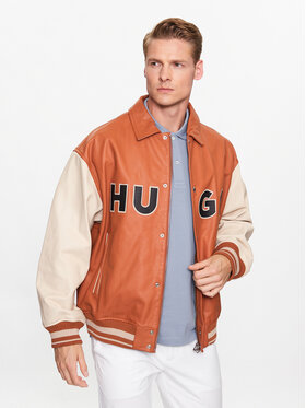 Hugo Hugo Kožená bunda 50487280 Oranžová Regular Fit
