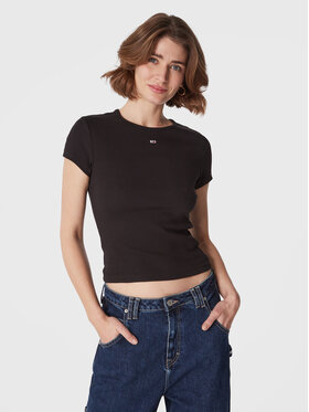 Tommy Jeans Tommy Jeans Póló Essential DW0DW14876 Fekete Slim Fit