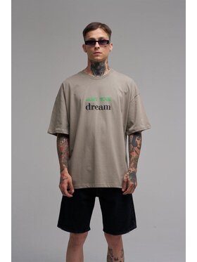 MyStars MyStars T-Shirt Koszulka Z Krótkim Rękawem Oversize Męska Khaki Machinist Hunt Your Dream M Khaki Oversize