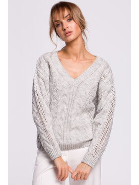 Made of Emotion Made of Emotion Sweter M510 Szary Basic Fit