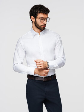 Ombre Ombre Koszula K698 Biały Regular Fit