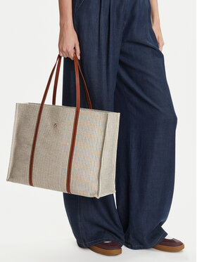 Tommy Hilfiger Tommy Hilfiger Ročna torba Th Premium Beach Le Tote AW0AW17418 Bež