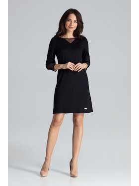 Lenitif Lenitif Sukienka L015 Czarny Regular Fit