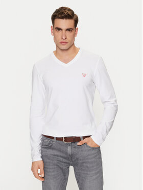 Guess Guess Pikkade varrukatega T-särk M2YI08 J1314 Valge Slim Fit