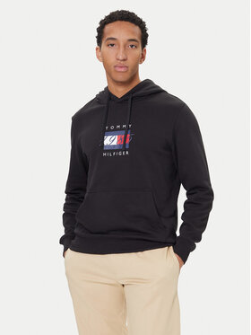 Tommy Hilfiger Tommy Hilfiger Mikina Linear Flag MW0MW41332 Černá Regular Fit