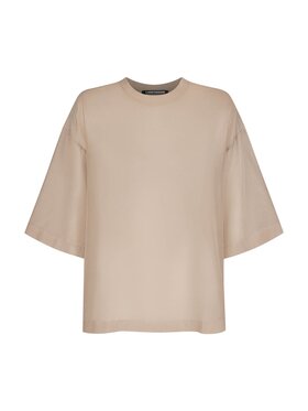 Laretaggio Laretaggio Bluzka ISLA oversize silk top in mokka Beżowy Oversize