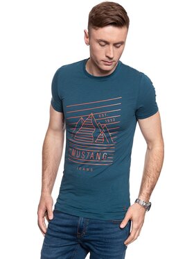 Mustang Mustang T-Shirt AARON C PRINT Niebieski Slim Fit