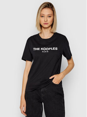 The Kooples The Kooples T-shirt Jersey Print FTSC20036K Noir Regular Fit