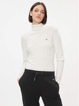 Gant Gant Krekls ar augstu apkakli Stretch Cotton Cable Turtleneck 4800102 Écru Slim Fit