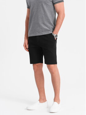 Ombre Ombre Šortky z materiálu OM-SRCS-0126 Černá Slim Fit