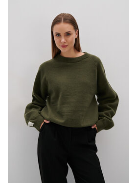 Fobya Fobya Sweter F2063 Zielony Basic Fit