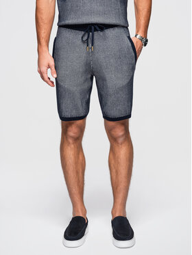 Ombre Ombre Szorty materiałowe OM-SRCS-0202 Granatowy Regular Fit