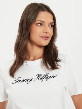 Tommy Hilfiger Majica Script WW0WW43459 Écru Regular Fit