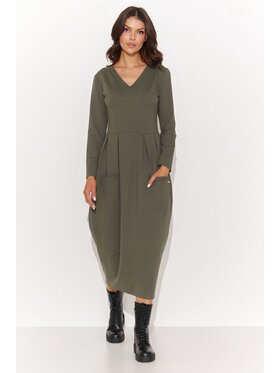 Numinou Numinou Sukienka codzienna NU454 Khaki Comfortable Fit