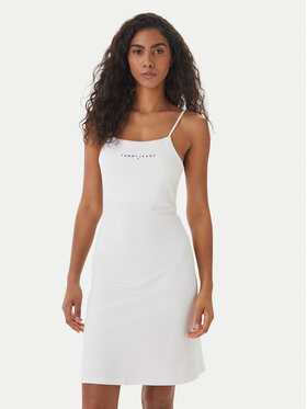 Tommy Jeans Tommy Jeans Kleid für den Alltag Linear DW0DW22338 Weiß Slim Fit