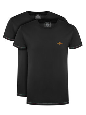 Aeronautica Militare Aeronautica Militare Souprava triček AM1UTI003B Černá Slim Fit