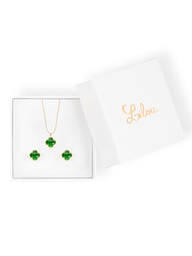 Lilou Lilou Set náušnice a náhrdelník Mini Icons I Zelená