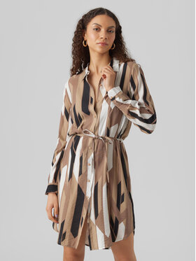 Vero Moda Vero Moda Sukienka koszulowa 10295475 Brązowy Regular Fit