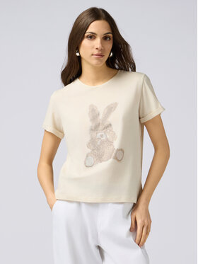 Oltre Oltre T-Shirt G421J004224N021 Écru Regular Fit