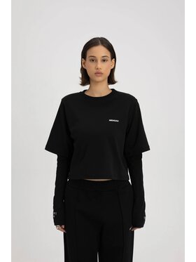 Misaga Misaga Longsleeve STILL LONG-SLEEVE Czarny Slim Fit