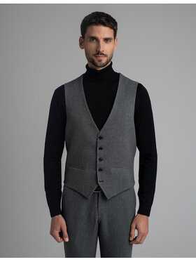 Borgio Borgio Kamizelka garniturowa porcari_sz Szary Slim Fit