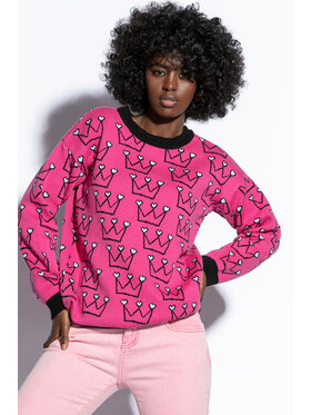 Fobya Fobya Sweter F1810 Różowy Regular Fit