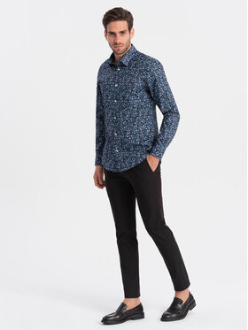 Ombre Ombre Košile OM-SHCS-0151 Tmavomodrá Regular Fit