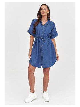 Makadamia Makadamia Sukienka jeansowa C57 Niebieski Loose Fit
