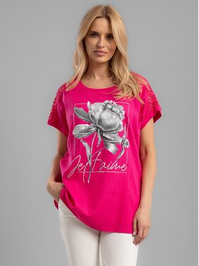 Perso Perso T-Shirt TCE242202F Koralowy Regular Fit