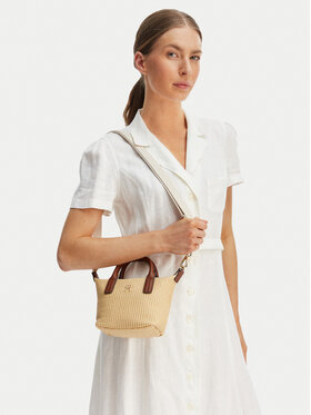 Tommy Hilfiger Tommy Hilfiger Kabelka Popette Micro Tote Raffia AW0AW18526 Béžová