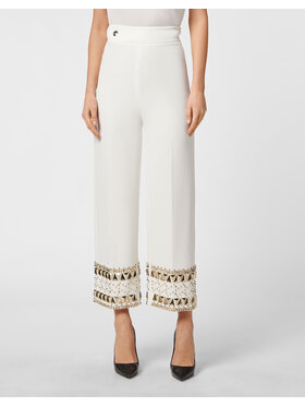 PHILIPP PLEIN PHILIPP PLEIN Spodnie materiałowe 2967 Biały Flare Fit
