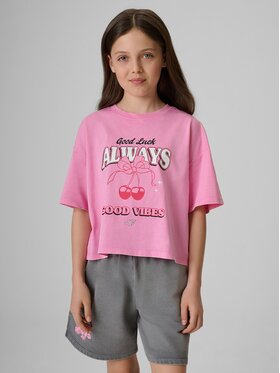 4F 4F T-Shirt 4FJRAW26TTSHF4239-56S Różowy Boxy Fit