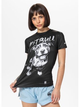 PITBULL PITBULL T-Shirt Koszulka sportowa damska Mesh PUPPY M Czarny Regular Fit