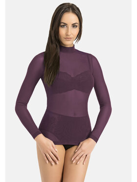 Teyli Teyli Bluzka damski z siateczki Glamour Fioletowy Standard Fit
