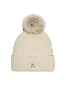 Tommy Hilfiger Tommy Hilfiger Kapa Essential Chic Pompom Beanie AW0AW16125 Écru
