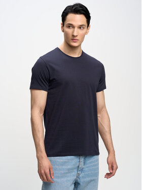 BIG STAR BIG STAR T-Shirt SUPICLASSIC_403_150 Granatowy Slim Fit
