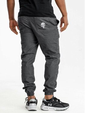 Marvel Marvel Jeansy Spodnie Jeansowe Jogger Ze Ściągaczem Męskie Szare Marvel Punisher Small XL Szary Regular Fit