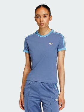 adidas adidas T-Shirt 3 STRIPES SLIM TEE Niebieski jasny Slim Fit
