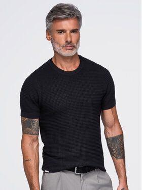 Ombre Ombre T-Shirt OM-TSCT-0303 Černá Slim Fit