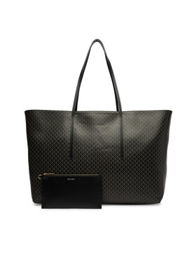 Calvin Klein Calvin Klein Дамска чанта Emblem Aop Large Tote W/ Pouch LV04F3364G Черен