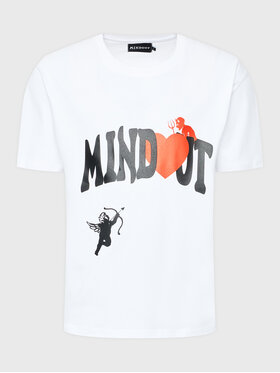 Mindout Mindout T-krekls Unisex Heart Balts Oversize